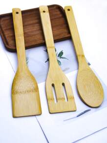 1pc Bamboo Kitchen Utensils - Non-Stick Heat Resistant Spatula And Spoon, Suitable For Cooking And Serving, Wooden Cooking Tools, Non-Stick Spoon Spatula Set With Handles, Heat Resistant Spatula Set, Easy To Clean, Dishwasher Friendly, Ideal For Home Kitchen Chefs, Cooking Enthusiasts, Women And Men