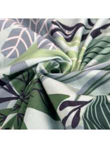 1pc Tropical Rainforest Leaf Print Milk Silk Sofa Cushion Cover, High Elasticity, Dust-Proof, Washable, All Season, Suitable For Outdoor Rattan Sofa