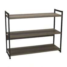 3 Tier Storage Shelf With Metal, Grey Shelves – Black Frame