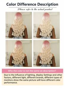 Ava WIGS 26 英寸金色粉色渐变假发长卷发假发适合女士街头朋克合成假发适合角色扮演日常派对音乐节 ﻿ ﻿ ﻿ - 彩色 - 查看 9