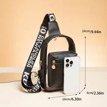 1 Chiếc Túi Đeo Ngực Phong Cách Unisex Tối Giản Trong Suốt Màu Trơn Có Khóa Kéo, Thích Hợp Cho Đi Bộ Đường Dài Và Thể Thao - màu đen - Xem 2