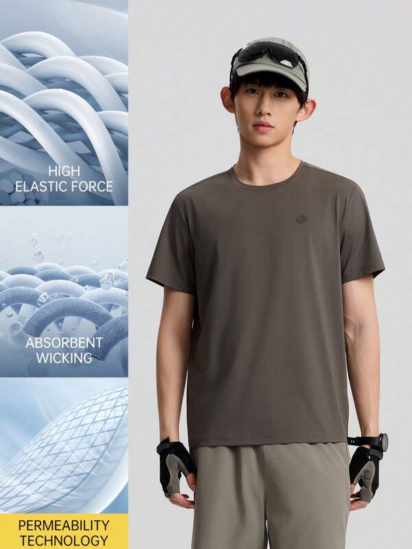 TECTOP Men's Spring And Summer Short-Sleeved T-Shirt Outdoor Fishing Sun Protection Indoor Fitness Running Breathable Cooling Sweat-Absorbing Quick Drying