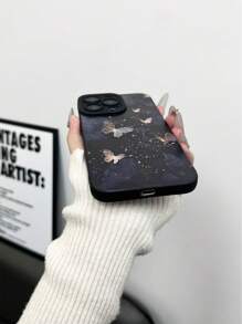 精密穿孔边缘发光蝴蝶彩绘防摔手机壳兼容 iPhone P14 Pro Max、P13、P11、P12、XR、7/8、GES2、XS、P15、P16、P16 Pro、Galaxy S24、A03s、A03 Core、A04、A12、A13、A14、A21s、A22、A23、A24、A32、A33、A34、A51、A52、A53、A54、A71、A72、A73、S20 FE、S21、S22、Redmi 9、9A、10A、10C、Note 9、Note 10、Note 11、Note 12、12、12C