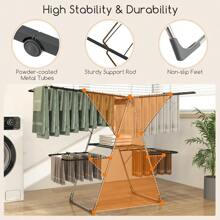 Giantex Clothes Drying Rack Foldable Laundry Drying Rack With 33 Drying Rails 3-Level Adjustable Height Versatile Clips Wave-Shaped Bars Collapsible Freestanding Airer For Indoor Outdoor