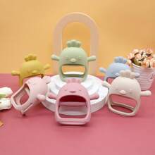 Baby Chick Teether, Infant Silicone Teething Toy To Prevent Thumb Sucking, Mushroom-Shaped Silicone Teething Stick Rattle