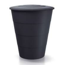 Prosperplast Regenton van glad kunststof, 210 liter, kleur antraciet, 75,3 (lengte) x 75,3 (breedte) x 86,5 (hoogte) cm + accessoireset icanset7. Gratis verzending 24/72u.