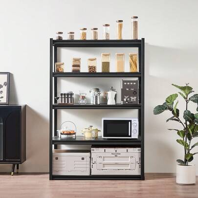 KFFKFF Estante de almacenamiento, capacidad de carga de 2000 a 3000 libras, 4 o 5 capas, estantes de metal ajustables, adecuado para estantes de garaje, estantes de servicios públicos, adecuado para cocinas, almacenes, sótanos, negro