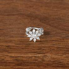 1 Peça Brinco Argola Pequena com Zircônia, Brinco Dourado 18K com Florzinha, Brincos de Cartilagem, Labrete, Tragus, Hélix, Joias de Piercing