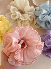 1 Peça Scrunchie Extra Grande Entrançado, Elástico de Cabelo Texturizado Floral de Camadas Múltiplas, Doce e Macio, Estilo Confortável do Início da Primavera, Acessórios de Cabelo, Tiras de Cabelo Scrunchies