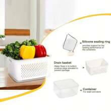 Set da 9 pezzi di organizzatori per frigorifero - sistema versatile da cucina impilabile per frutta e verdura | 3 coperchi, 3 cestini, 3 scatole con vassoio di drenaggio