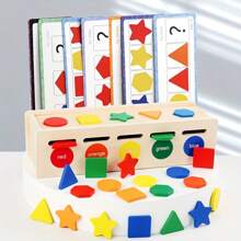 1 pieza Juguete educativo de madera Montessori para niños, caja de clasificación de formas y colores de madera Juego de rompecabezas de bloques de aprendizaje temprano para niños y niñas de 3 años, útiles escolares, material escolar, juguetes Montessori, juguetes de aprendizaje