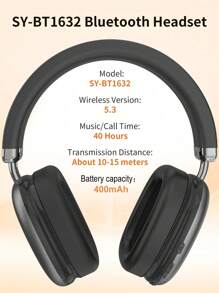 Wireless Over-Ear Bluetoth Headphones With Microphone Foldable & Portable HiFi Stereo Sound Headset With Memory Foam Ear Cups