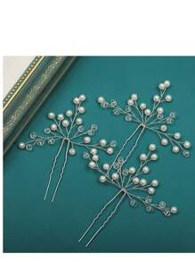 3pcs/Set Pearl & Crystal Hairpins, Chinese Hanfu Hair Accessories, Elegant & Minimalist Bride Headdress
