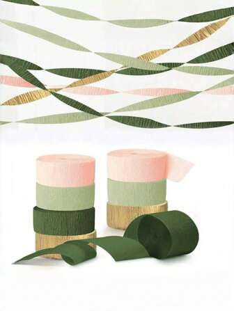 8/4 rouleaux de serpentins en papier crépon vert olive, vert sauge et marron. Décoration de fête élégante pour mariage, mariage bohème vert, serpentins roses, décorations de Noël, décorations de enterrement de vie de garçon, pour toile de fond de fête, fournitures de fête de style bois, décorations de fête d'anniversaire, décorations de fête à domicile pour la mariée - baby shower, anniversaire, Saint-Valentin, remise des diplômes, Nouvel An, toile de fond pour photomaton