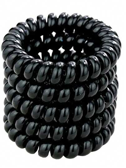 5个/套 混色螺旋发圈，适合日常使用，可扎马尾辫、发圈、橡皮筋、发绳、弹性发绳、发饰、头饰、弹力发带