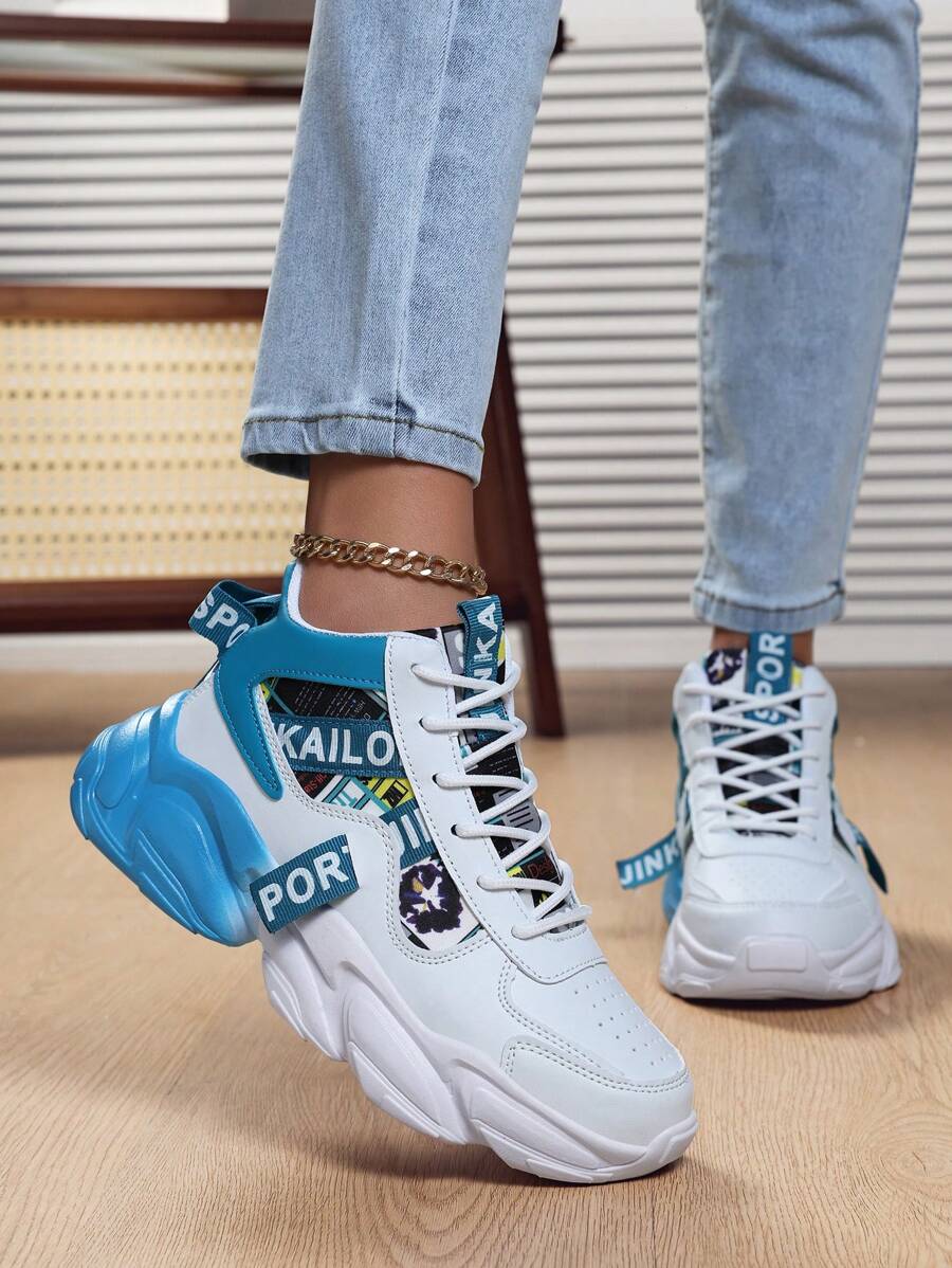 Women's Comfortable High-Top Casual Sports Shoes, Outdoor Running Thick-Sole Basketball Sneakers