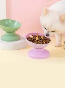 1pc Plastic Raised Pet Bowl, Non-Slip Tilted Cat/Small Dog Feeding Bowl, Comfortable Neck Design, Cute Home Use Pet Supplies - Multicolor - View 4