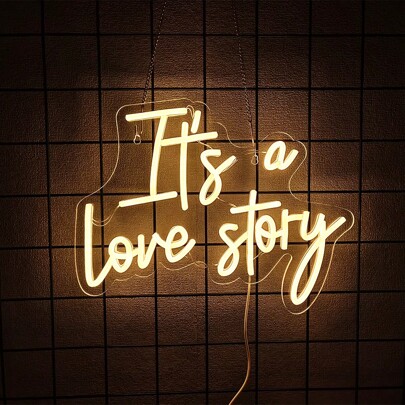 "It's A Love Story""Neon Sign, Wedding LED Illuminated Sign, Engagement Decoration, USB-Powered For Wall Decoration, Perfect For Weddings, Bedrooms, Engagements, Parties, Anniversaries, Valentine's Day - The Perfect Gift For Couples, Newlyweds And Romantic Occasion,USB Power Supply Can Be Reused, Comes With Accessories, And Is Easy To Install.