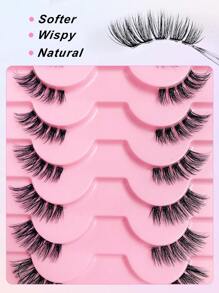 10 对半眼假睫毛，自然分离 3d 浓密卷曲睫毛延长，适合女性日常化妆，眼外角睫毛加长