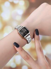 1pc Damesmode Casual Veelzijdig Vierkant Staafvormig Quartz Horloge, Geschikt Voor Dagelijks Gebruik