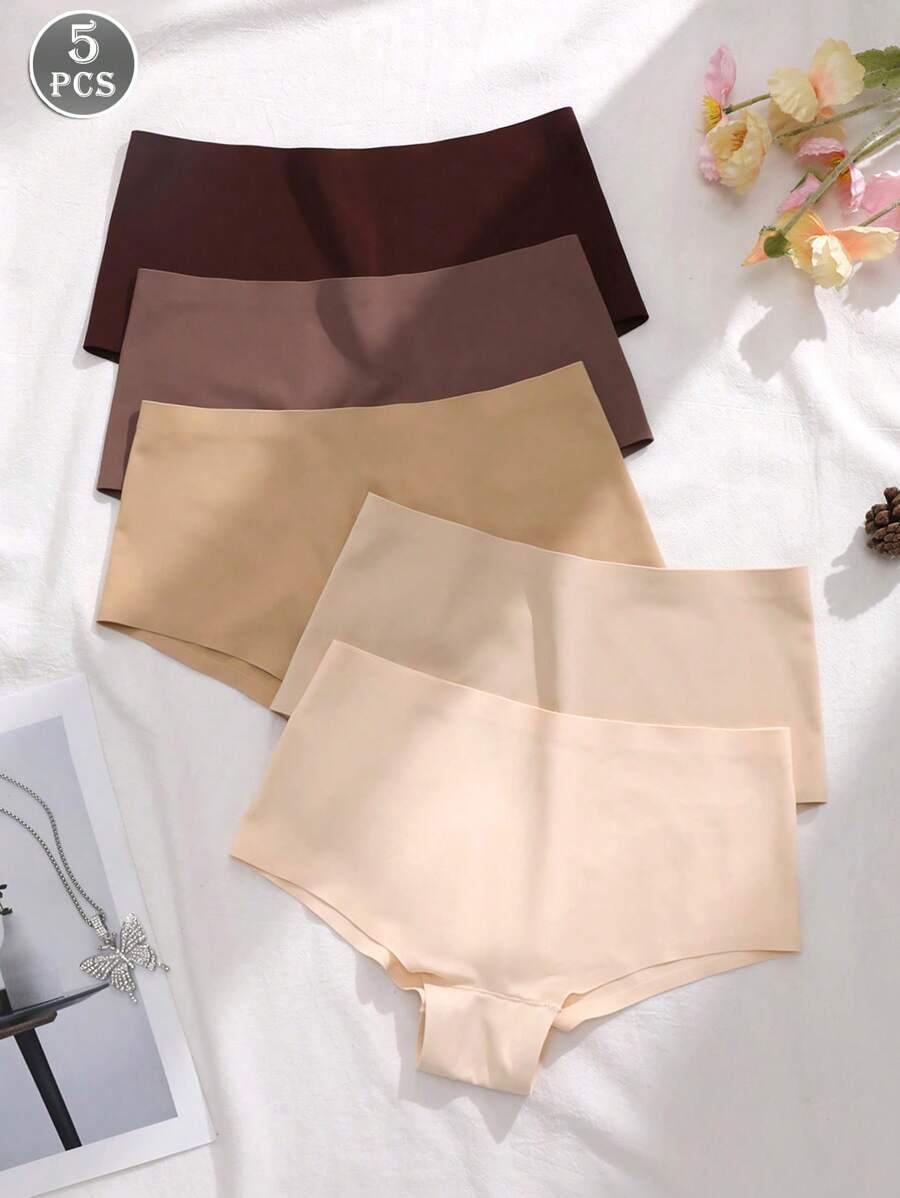 Set de 5 bragas tipo hipster sin costura y de alta elasticidad para mujeres - Multicolor - Ver 1