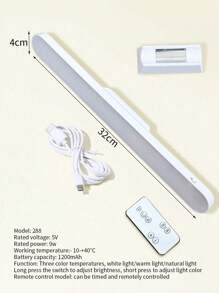 1pc LED Rotatable Makeup Mirror Front Light, No Drill Needed For Bathroom Mirror, Rechargeable Vanity Table Lamp With Cool & Smart Eye Protection Study Light Strip For Bedroom, Dormitory, Desk