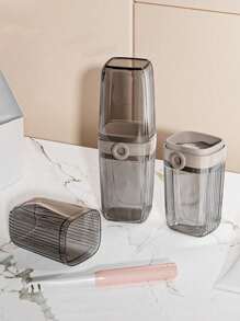 Doppelschicht-Design Reise-Seifenbox mit Deckel und 3-in-1 Mundspülbecher, wasserdichte Seifenbox, tragbarer 3-in-1 Mundspülbecher zum Zähneputzen, multifunktionaler Reise-Organizer, Mini-Luxus-Reise-Seifenbox für Zuhause, doppelschichtig versiegelt mit ablaufbarer Seifenbox, Rückkehr zur Schule