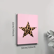 1pc Framed Canvas Poster, Pink Leopard Star Wall Art Canvas Paintings, Ideal Gift For Bedroom Living Room Corridor, Wall Art, Wall Decor, Winter Decor, Room Decoration - 彩色 - 查看 8