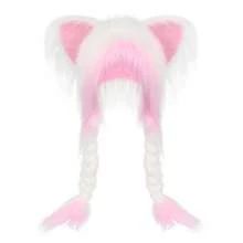 毛皮服装猫耳朵头饰毛绒毛皮帽子适合万圣节角色扮演服装派对头饰