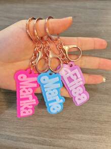 1pc Customizable Pink Acrylic Name Keychain, Double-Layer Personalized Letter Keychain With Multiple Fonts, Cute Pendant Keychain Customization Gift, Back To School Gift, Birthday, Romantic Valentine's Day Holiday Customization Gift