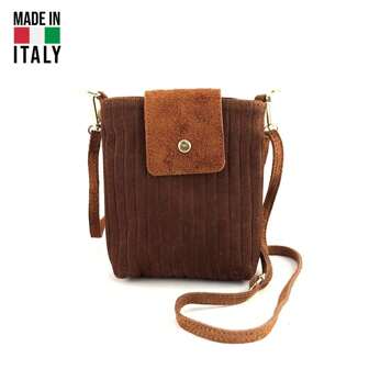 Mocka Crossbody Telefonväska – Tillverkad i Italien, äkta kalvskinn