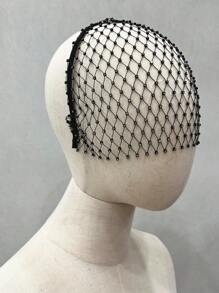 1pc Black Birdcage Rhinestone Veil Headband, Bridal Party Mask Accessory Without Hair Comb - Multicolor - View 6