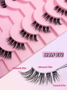 10 对半眼假睫毛，自然分离 3d 浓密卷曲睫毛延长，适合女性日常化妆，眼外角睫毛加长
