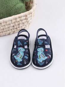 GENGASUN 1 pieza Zapatos con sonaja redondos de lona con estampado de dibujos animados para bebé