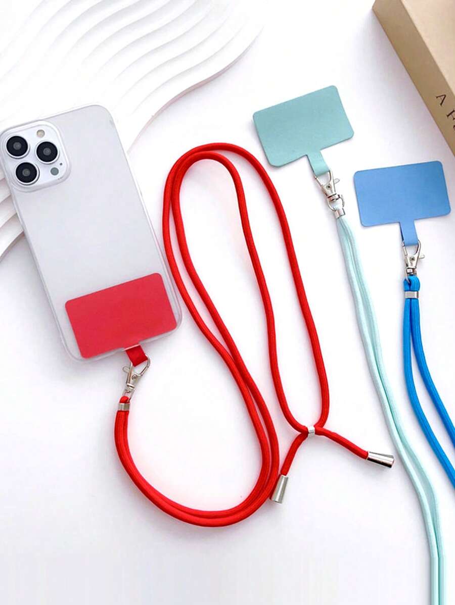 可调节和可拆卸 DIY 防丢失固定垫手机挂绳、斜挎带、衣架、夹子、钥匙扣、手机壳挂链、挂脖带 - 彩色 - 查看 1
