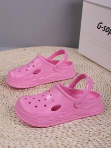 Women's Slip-On Bright Pink Mesh Breathable Casual Clogs, Comfortable For Home, Holidays And Outings, Suitable For All Seasons - Pink - View 2