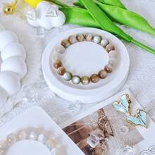 1 件珠宝戒指、手链、耳环展示托盘、多个 INS 风格石膏珠宝支架托盘、高端白色珠宝架，用于珠宝展示、家庭组织、摄影道具、节日礼物、情人节、母亲节旅行收纳整理器