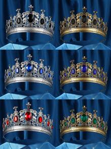 Unisex Gold King Queen Neutral Crown, Medieval Crown, Medieval Renaissance Men Costume, Prince Princess Crown For Birthday, Halloween Cosplay Headpiece - Multicolor - View 1