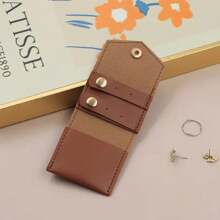 CALINNL 1pc Portable Multifunctional Small Jewelry Roll Bag Beauty Bag Beauty Bag Mini Closing Newspaper Earring Ring Earring Necklace Storage Bag Travel Essentials Travel Accessories Travel Must Haves Holiday Essentials Holiday Travel Bag - Multicolor - View 3