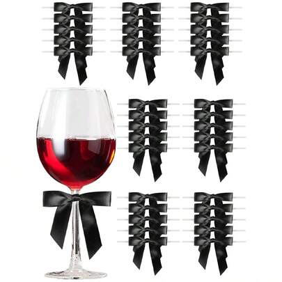 20 chiếc nơ đen bằng ruy băng satin, nơ xoắn màu hồng làm sẵn, dùng để gói quà, nơ đen, túi đựng quà, đồ trang trí tiệc cưới