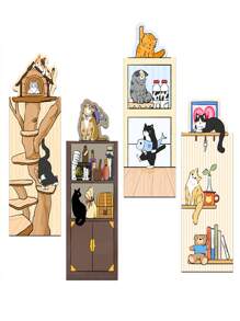 4 件装 猫咪温暖小屋磁性书签创意折叠标记纸页码学习文具个性化创意书夹磁性书签，学校用品，返校