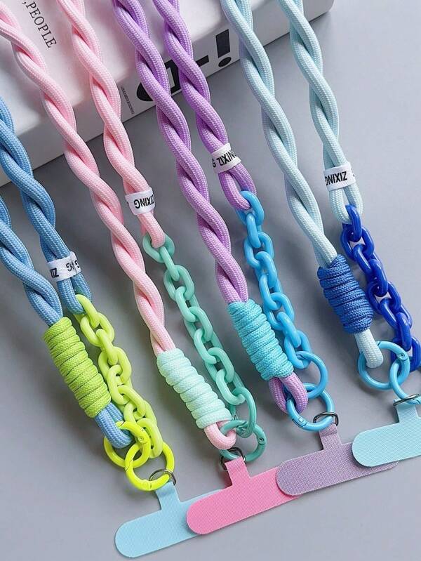 1pc Long Twist Lanyard Necklace Strap, Suitable For Outdoor Hiking, With Loudspeaker, For Unisex Mobile Phone Case, Bag, Sturdy Braided Thick Chain Pendant Gifts For Mother, Family, Friends, Birthday, Holiday Phone Charm, Phone Chain