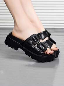 1 par de sandalias ligeras y cómodas de moda casual para niñas, aptas para el verano