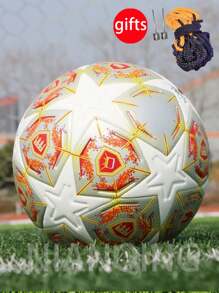 Professional League Soccer Balls, High-Quality PU Leather, Excellent Elasticity, Seamless Heat Bonding Technology, Anti Slip, Wear-Resistant, Easy To Kick, Professional Adult Youth Training Competition, No. 5 Football, Free Ball Needle, Ball Net - Gold - View 2