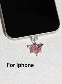 1pc Creative Ruby Heart Decor Dust Plugs For Charging Port And Data Port, Compatible With Apple Ports, Type-C Ports, And Smartphones