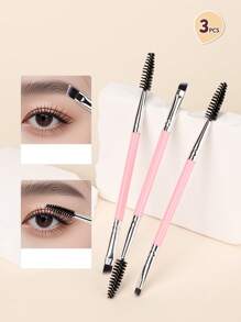 1支/3支/5支/10支装双头眼影刷、睫毛刷、化妆刷、美妆工具、便携旅行装化妆品刷、眉刷、眼影刷、螺旋刷、睫毛刷 - 粉色 - 查看 1