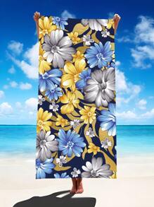 1pc Prachtige Bloemen Stranddeken, Extra Zachte Microvezel Extra Grote Strandhanddoek, Zeer Absorberende Badhanddoek, Geschikt Voor Reizen, Zwembad, Duiken, Surfen, Yoga, Kamperen, Verschillende Maten, Strandaccessoires Zomer, Vakantie