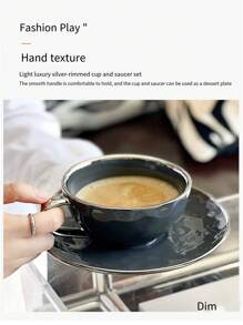 Coffee Cup Ceramic Plated Silver Edge Exquisite Afternoon Tea Coffee Cup Plate Set - Multicolor - View 5