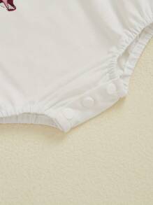 Mono de verano para niña, bonito mono de manga corta con estampado de bandera y lazo, mono para recién nacida - Blanco - Ver 6