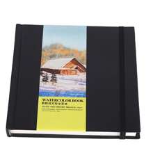 Bloque de acuarela, Libro de acuarela Papel sin ácido de tapa dura de doble cara para artista para medios secos húmedos mixtos, - Negro - Ver 1